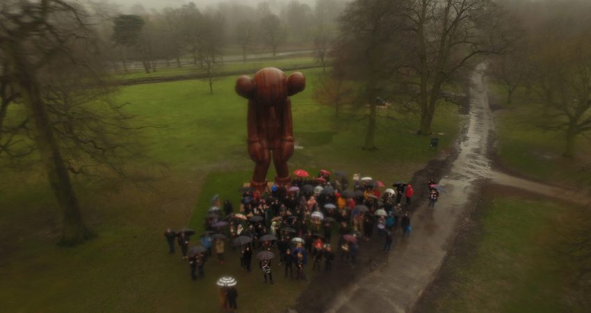 Drone filming in the rain at Yorkshire Sculpture Park
