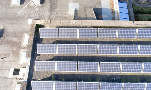 Leeds sports centre drone roof inspection of solar panels