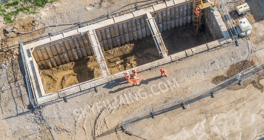 piling and excavation drone progress photography in Mexborough, near Doncaster