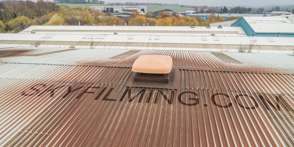 Sample drone roof inspection image from a factory in Rotherham
