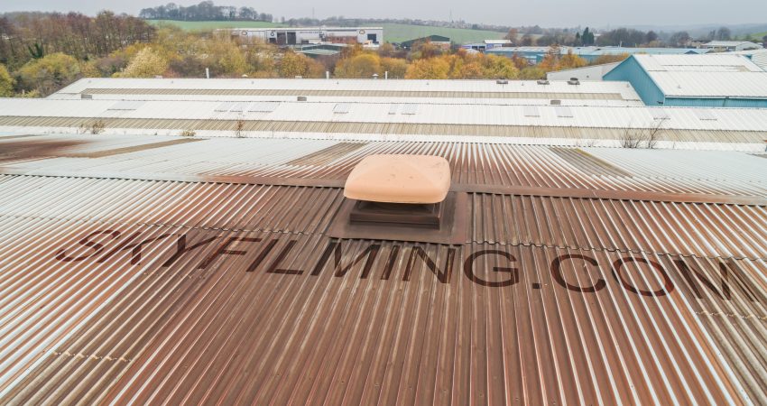 Sample drone roof inspection image from a factory in Rotherham