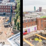 Aerial photography building site progress Leeds