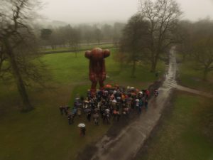 Drone filming in the rain at Yorkshire Sculpture Park