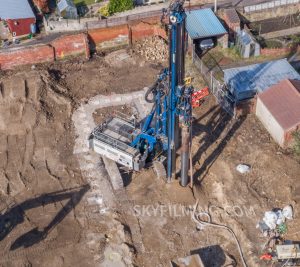 piling and excavation drone progress photography in Mexborough, near Doncaster