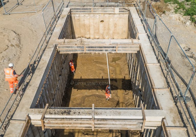 piling and excavation drone progress photography in Mexborough, near Doncaster