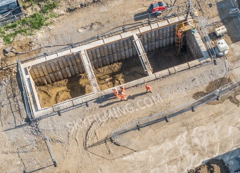 piling and excavation drone progress photography in Mexborough, near Doncaster