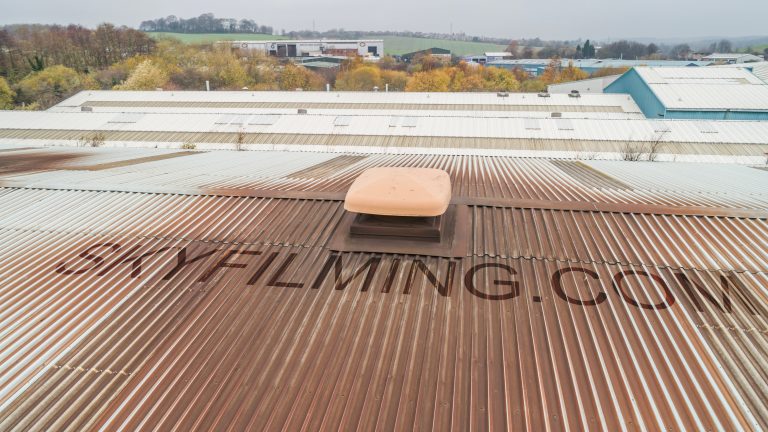 Sample drone roof inspection image from a factory in Rotherham