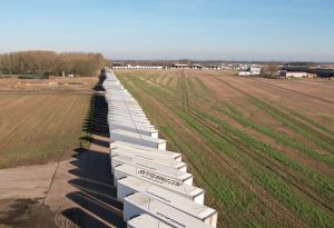 Drone filming truck trailers